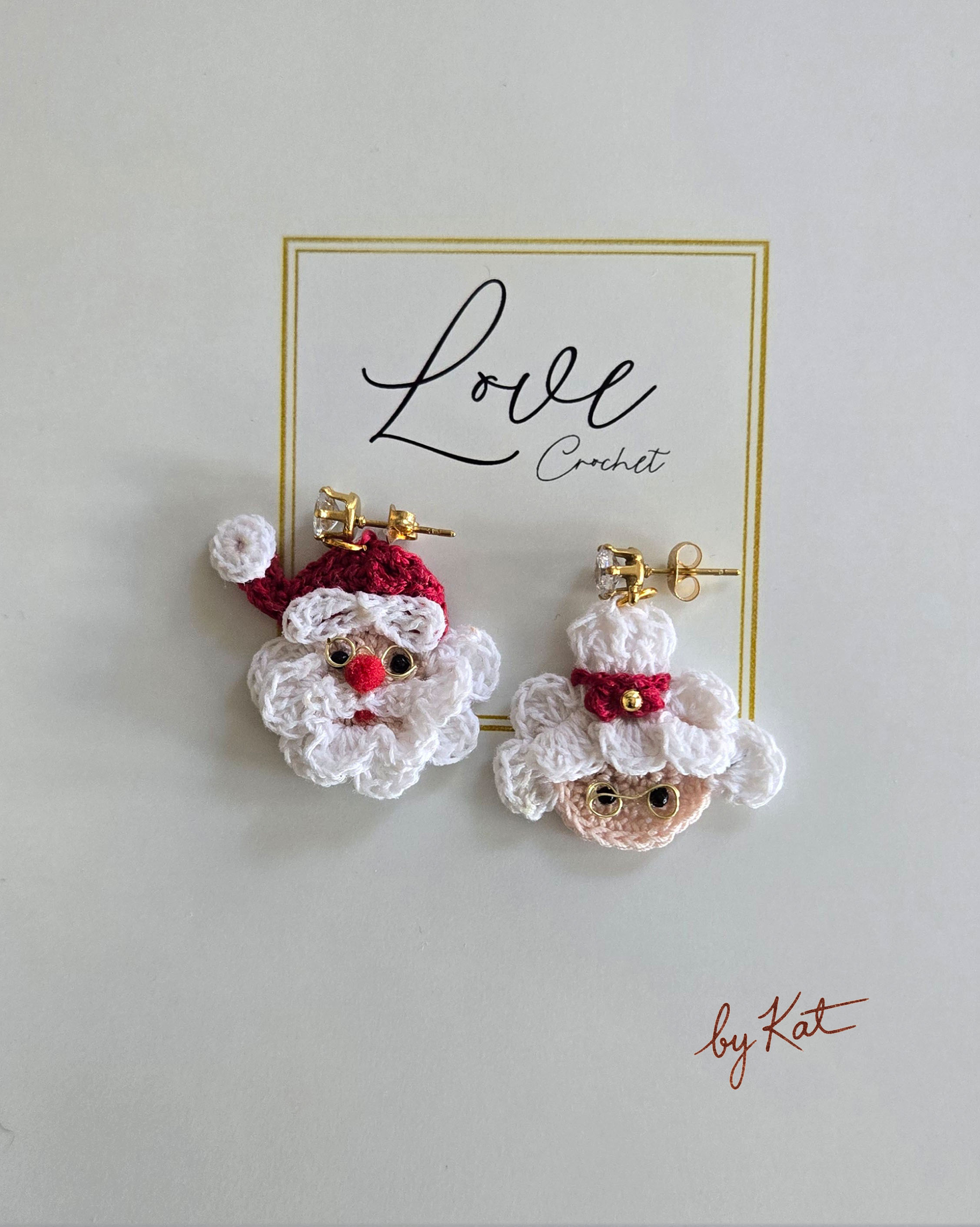 Handmade Santa Crochet Earrings