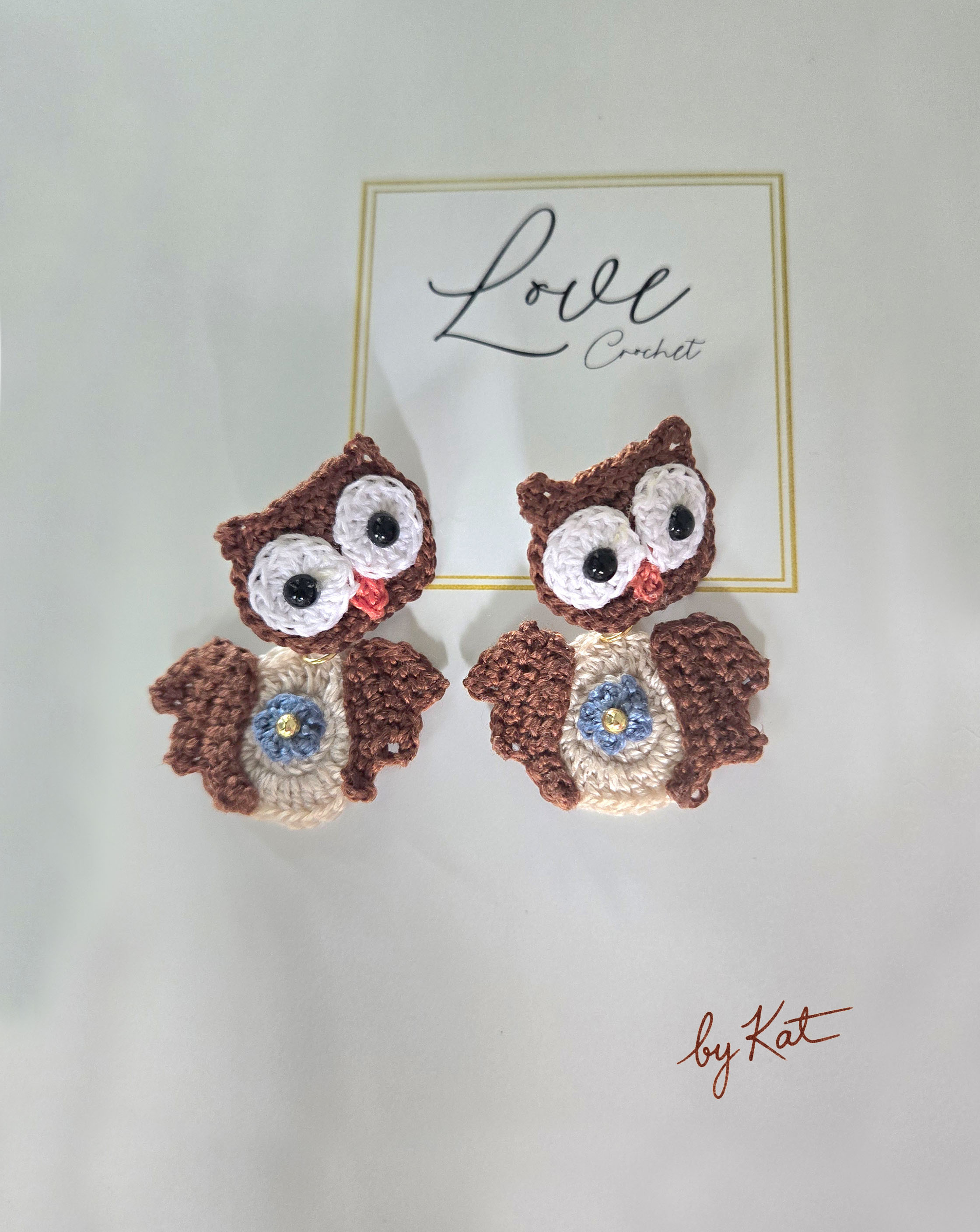 Handmade Crochet Owl Earrings