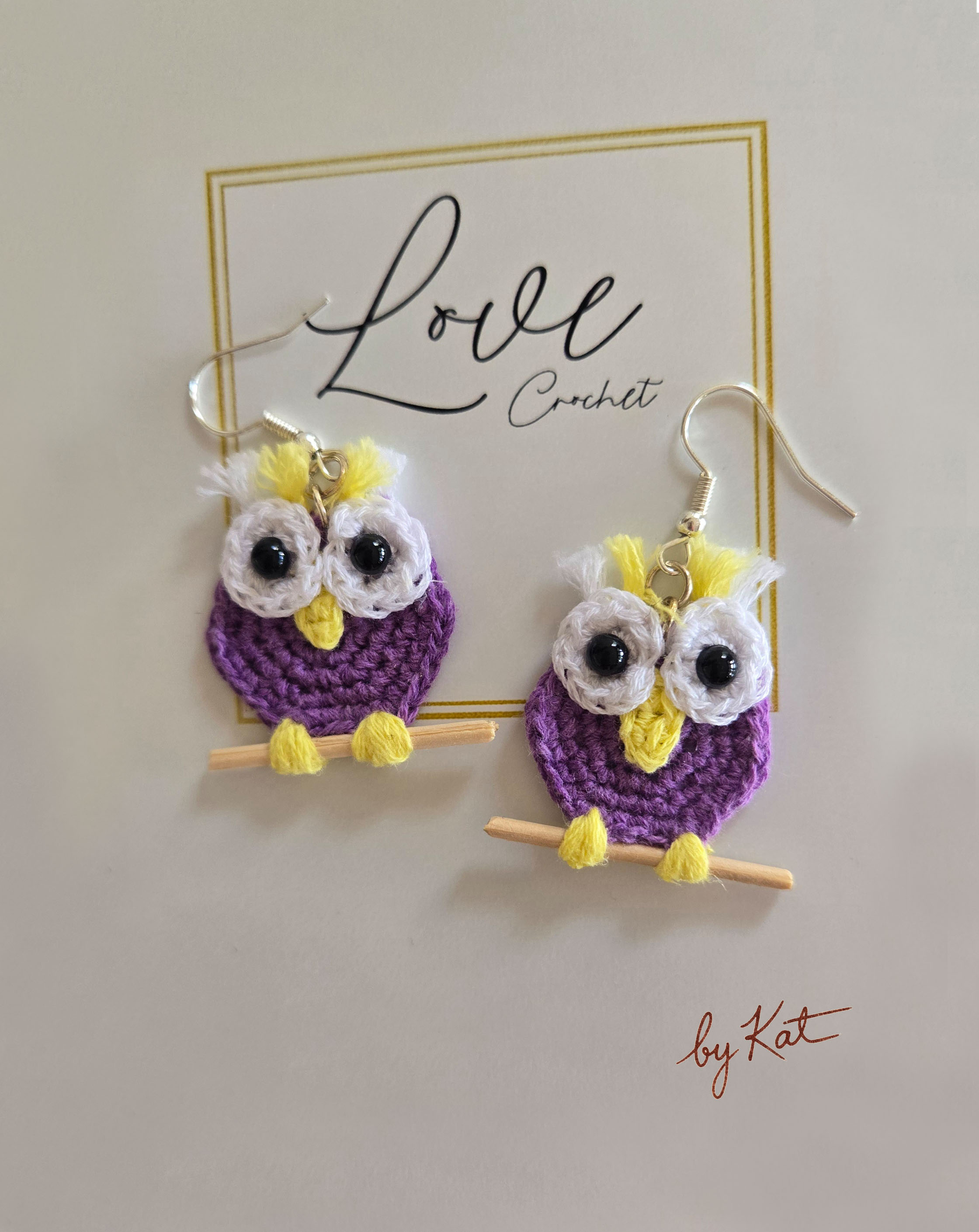 Handmade Crochet Owl Earrings