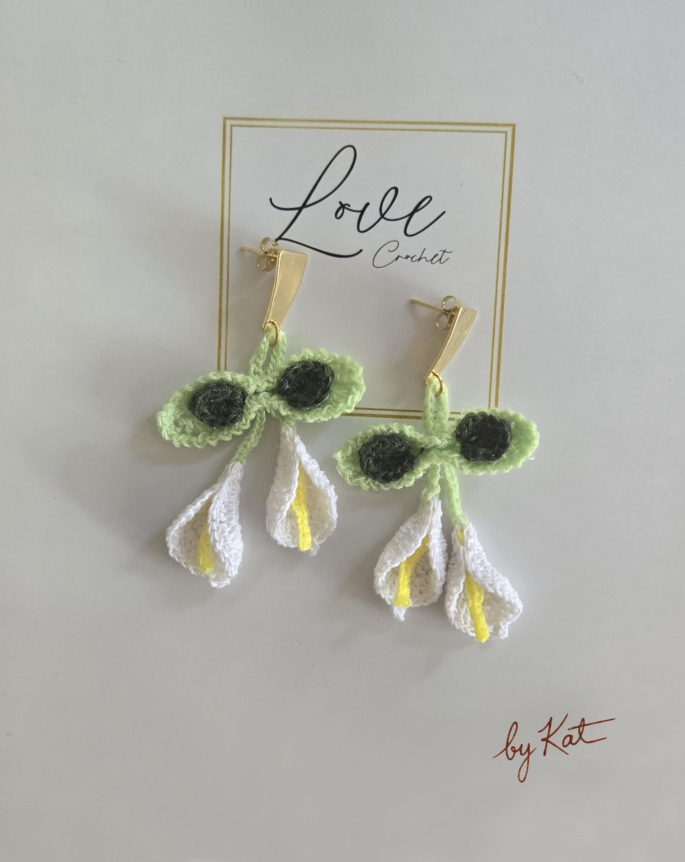 Handmade Crochet Calla Lily Flower Earrings