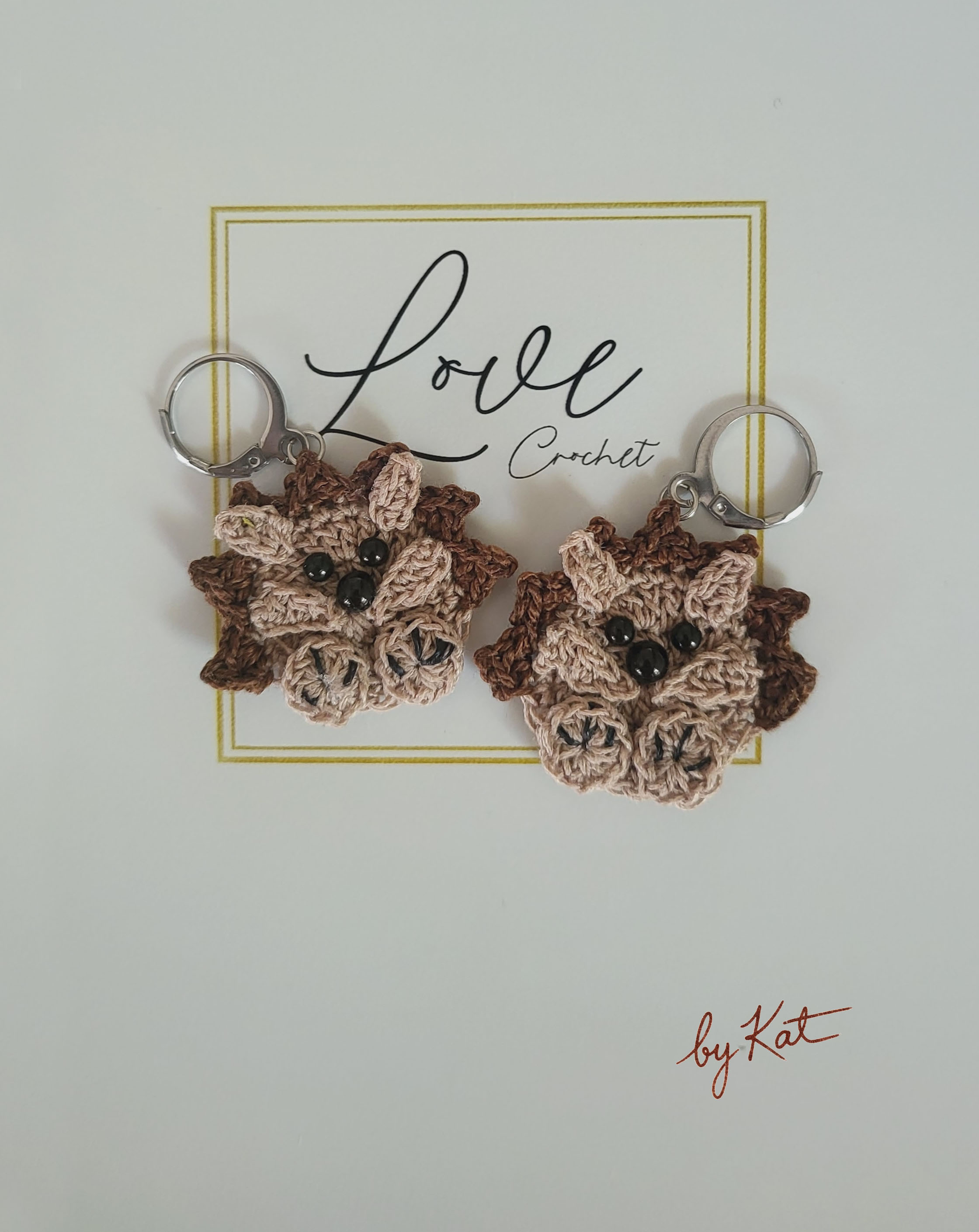 Handmade Crochet Hedgehog Earrings