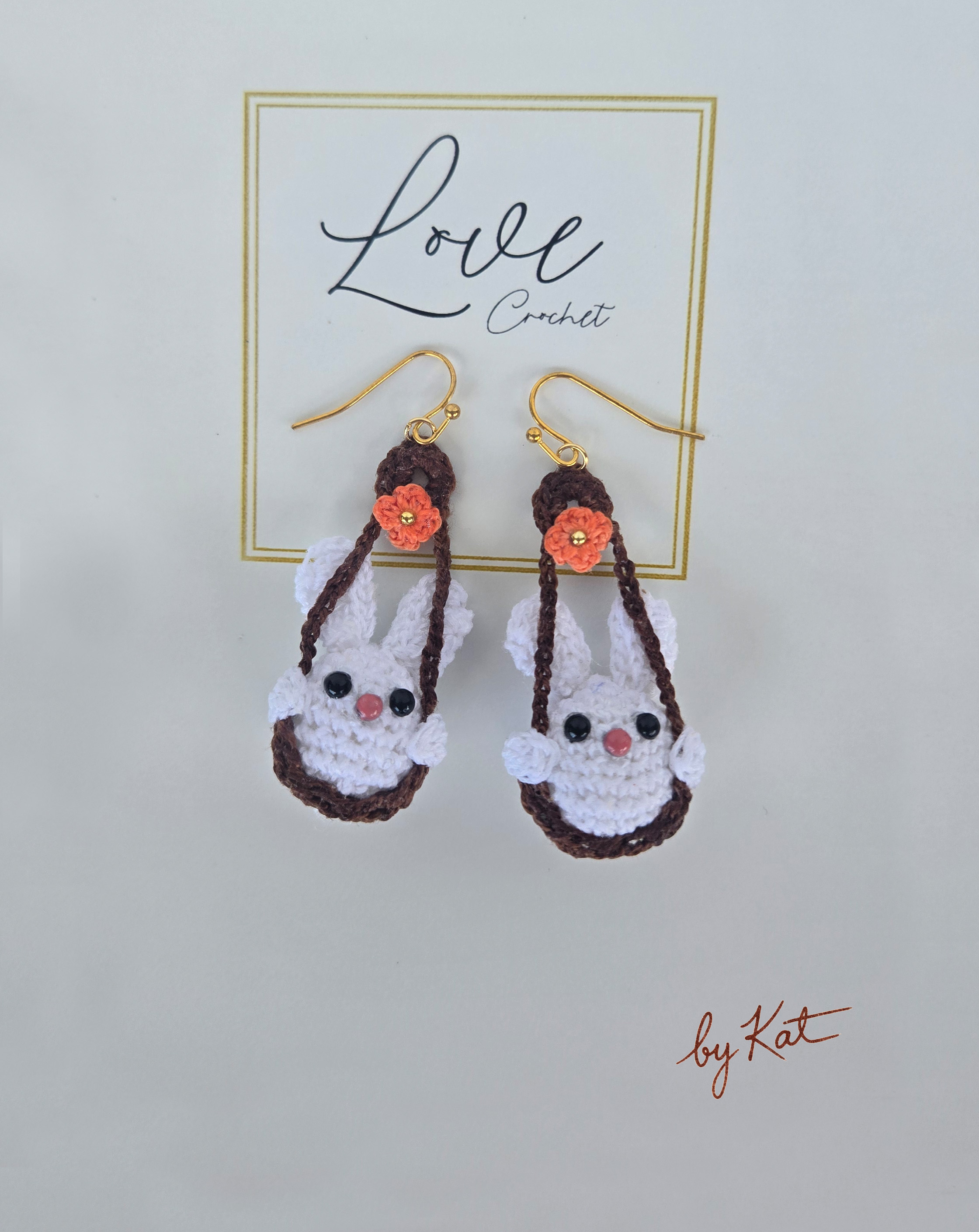 Handmade Crochet Bunny Earrings