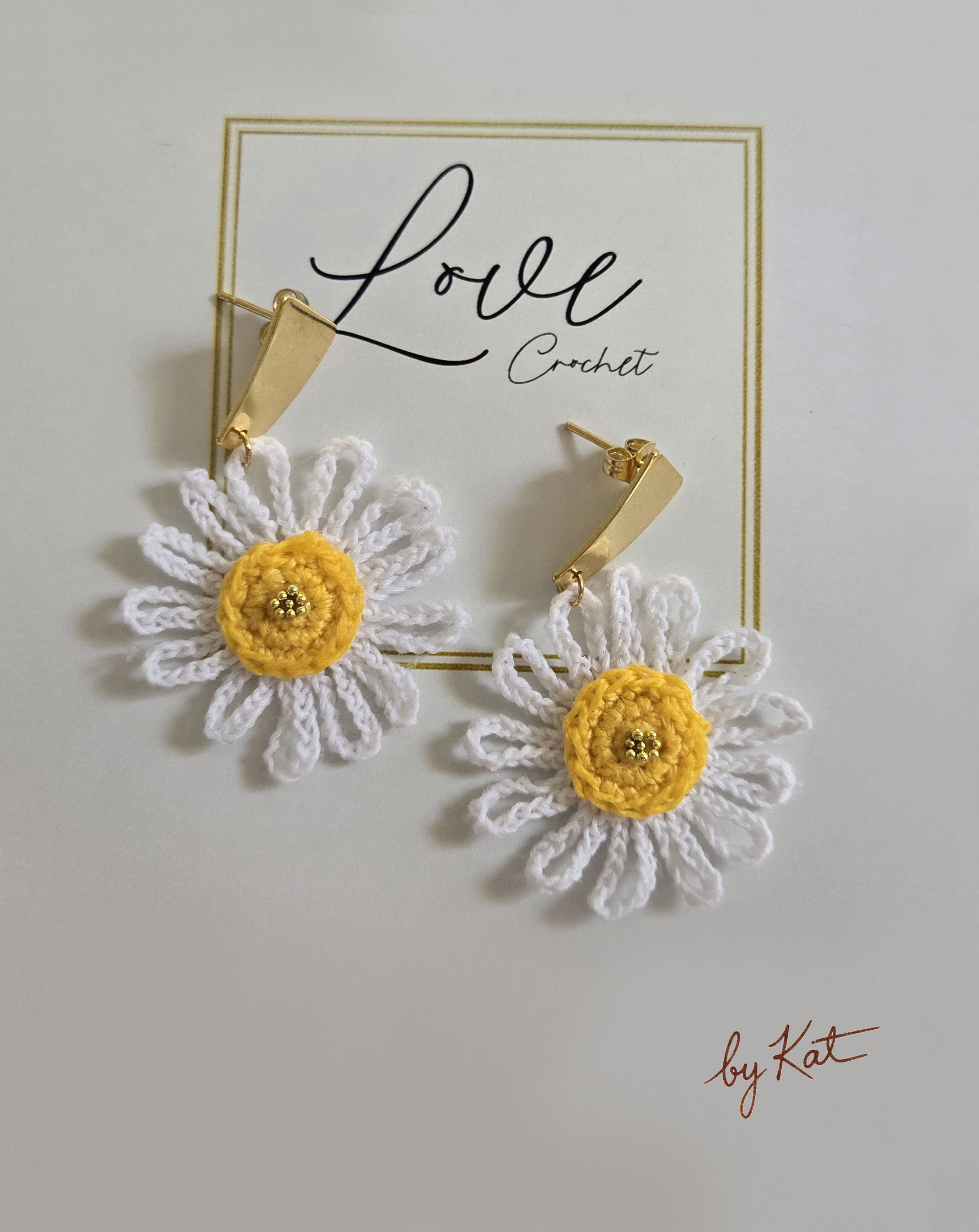 Handmade Crochet Daisy Earrings
