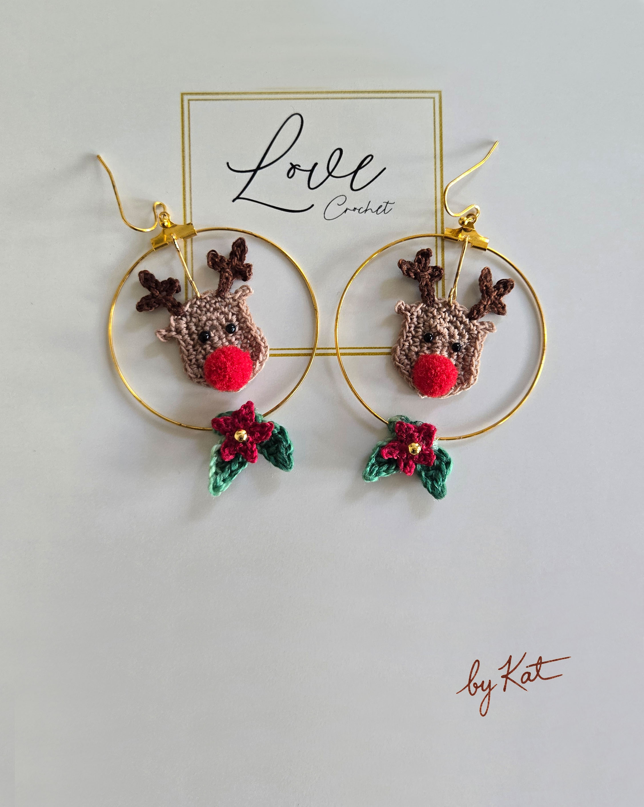 Handmade Reindeer Crochet Earrings