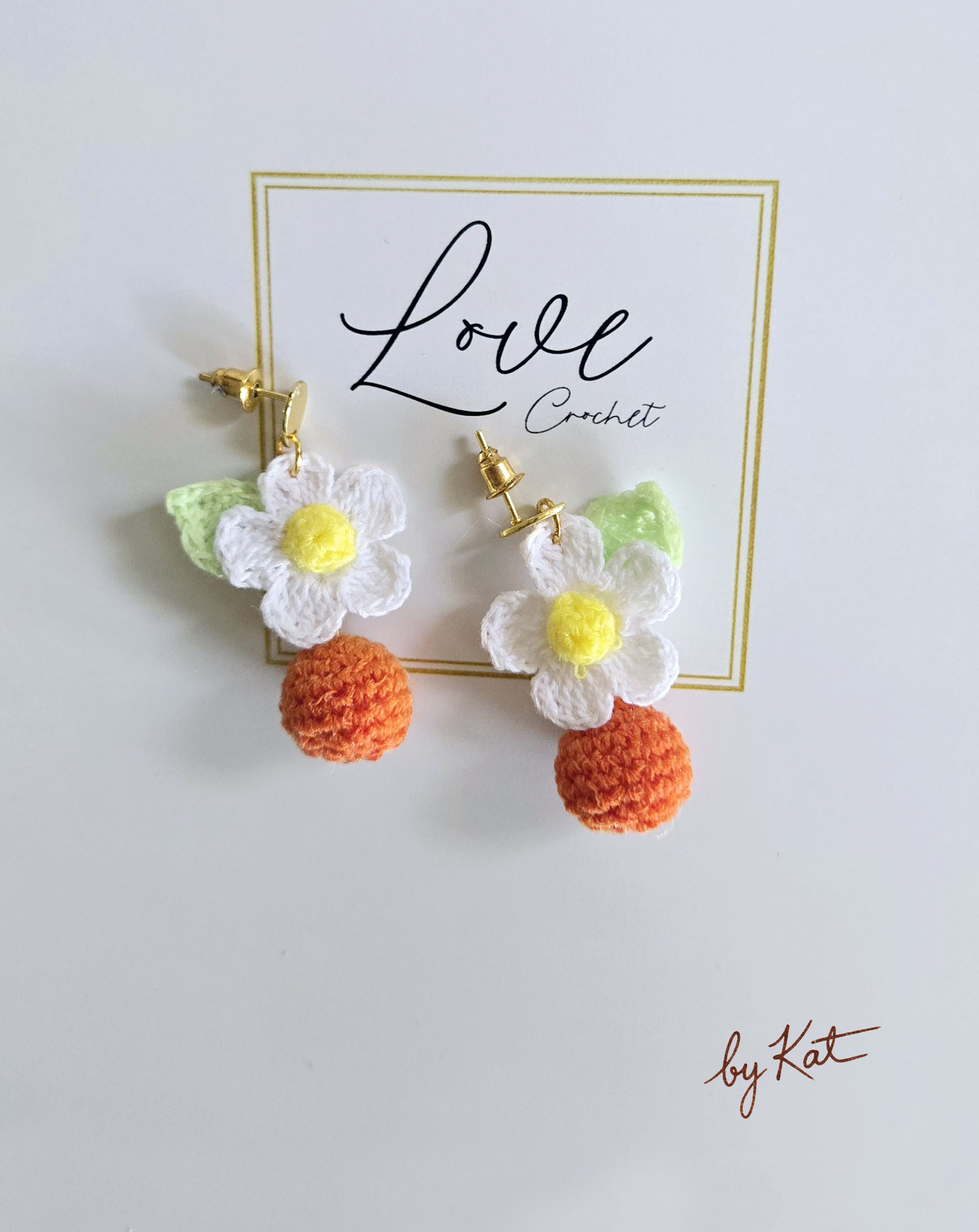 Handmade Crochet Ball Flower Earrings