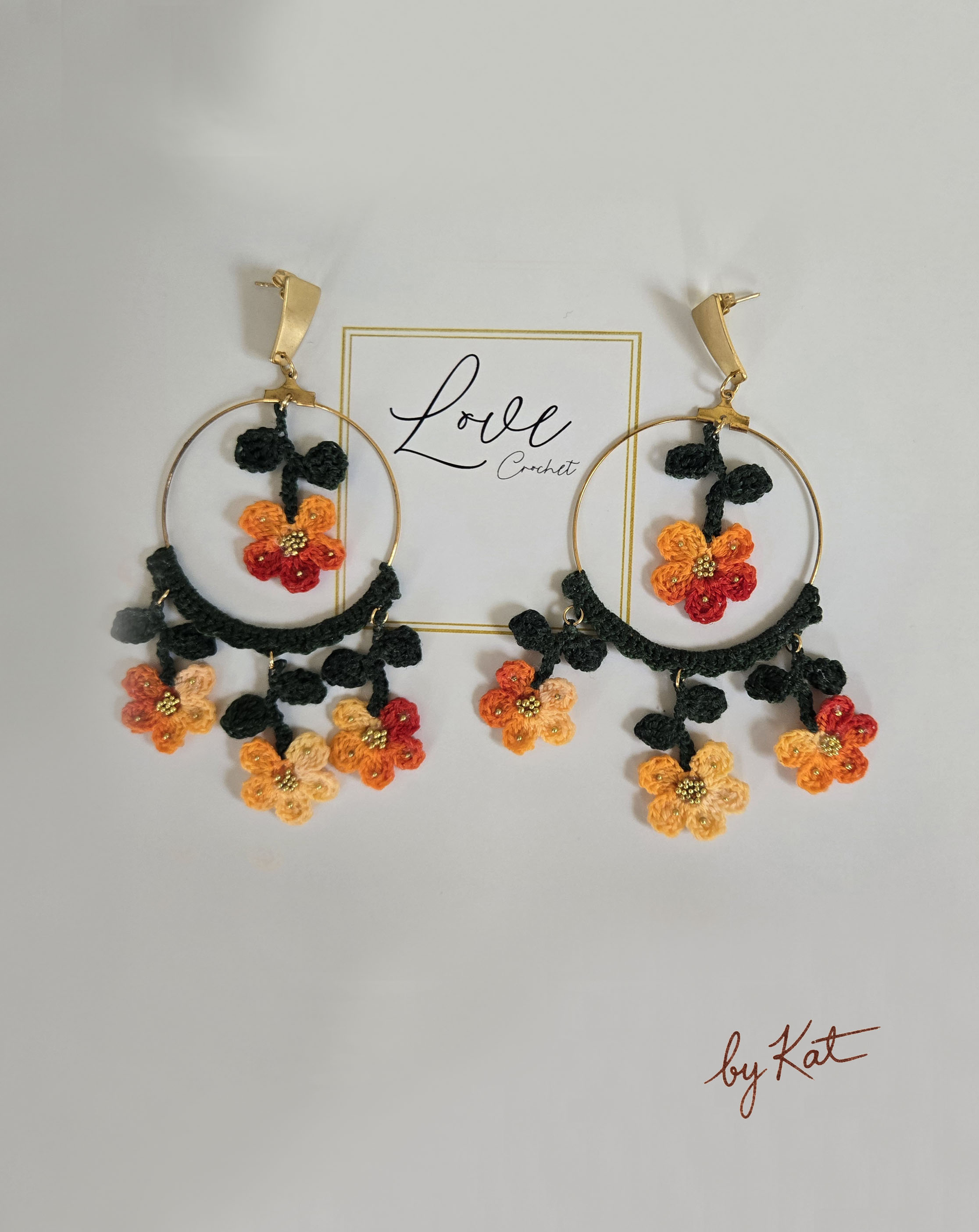 Handcrafted Crochet Flower Hoop Earrings