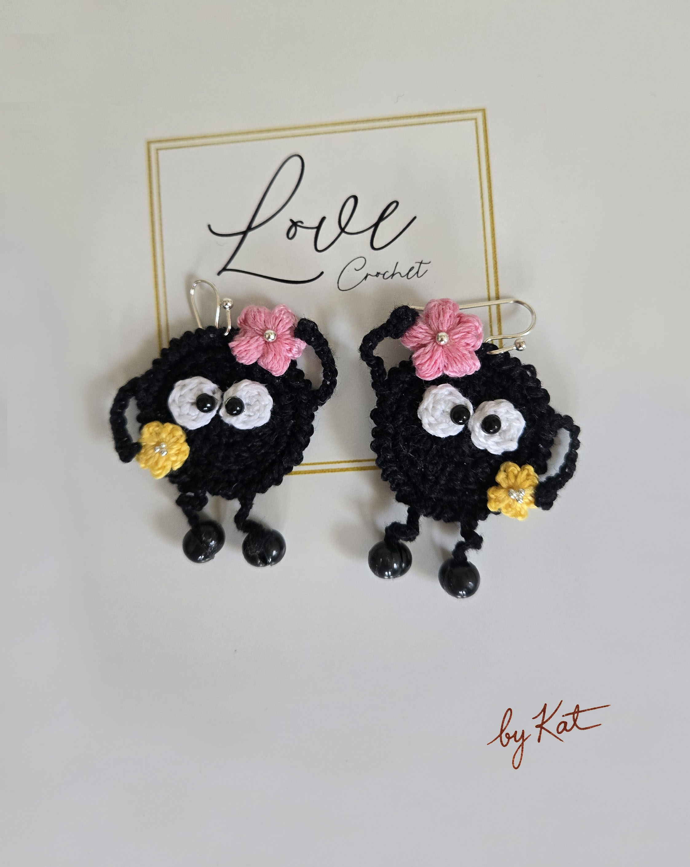 Handmade Crochet Soot Sprite Earrings