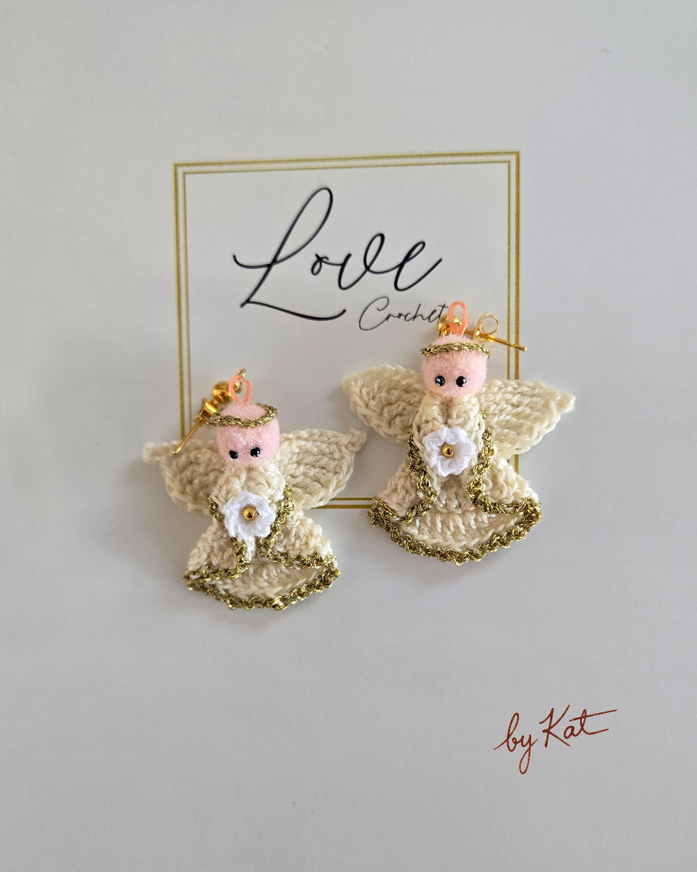 Handmade Crochet Angel Earrings