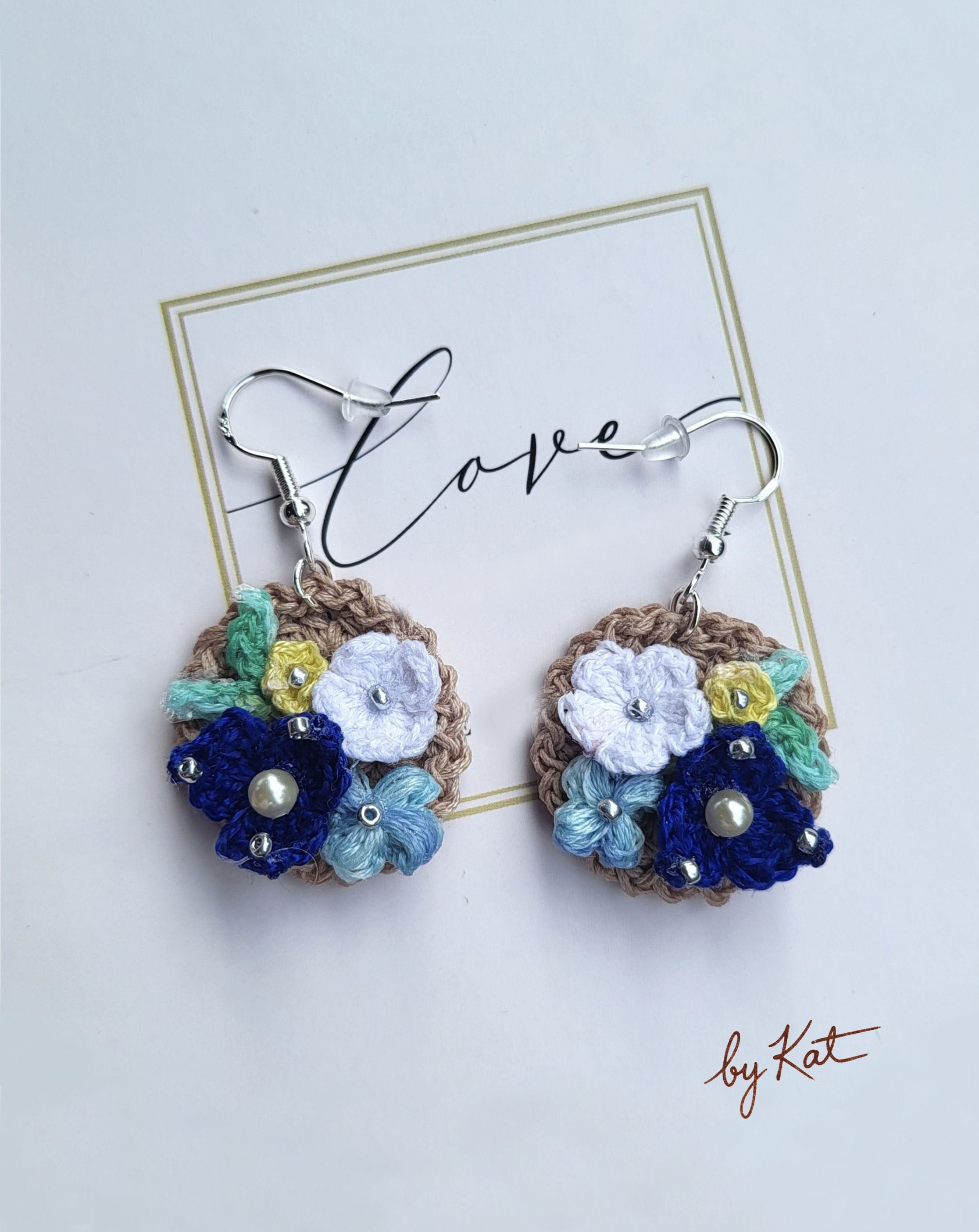 Handcrafted Base Floral Crochet Earrings