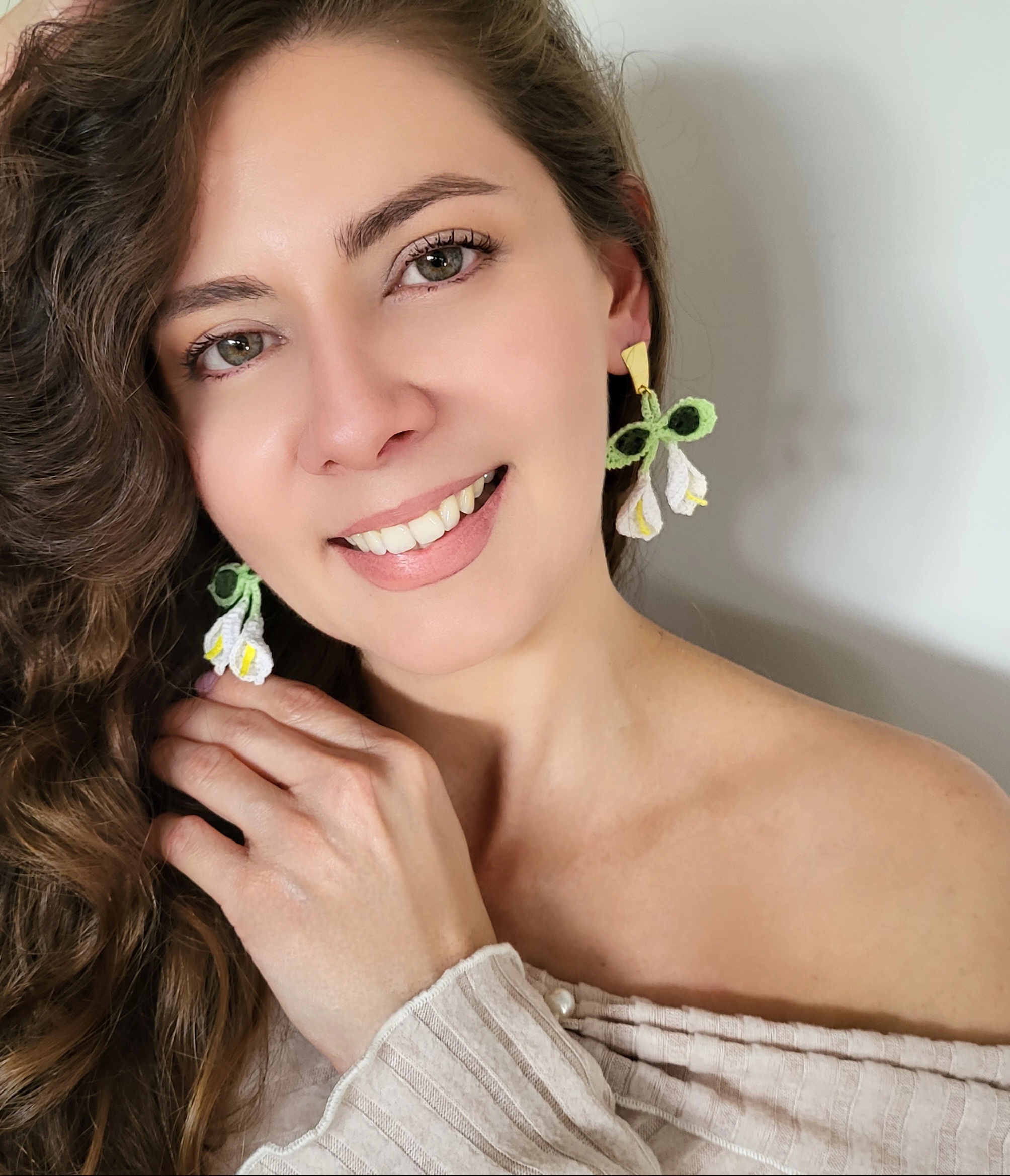 Handmade Crochet Calla Lily Flower Earrings