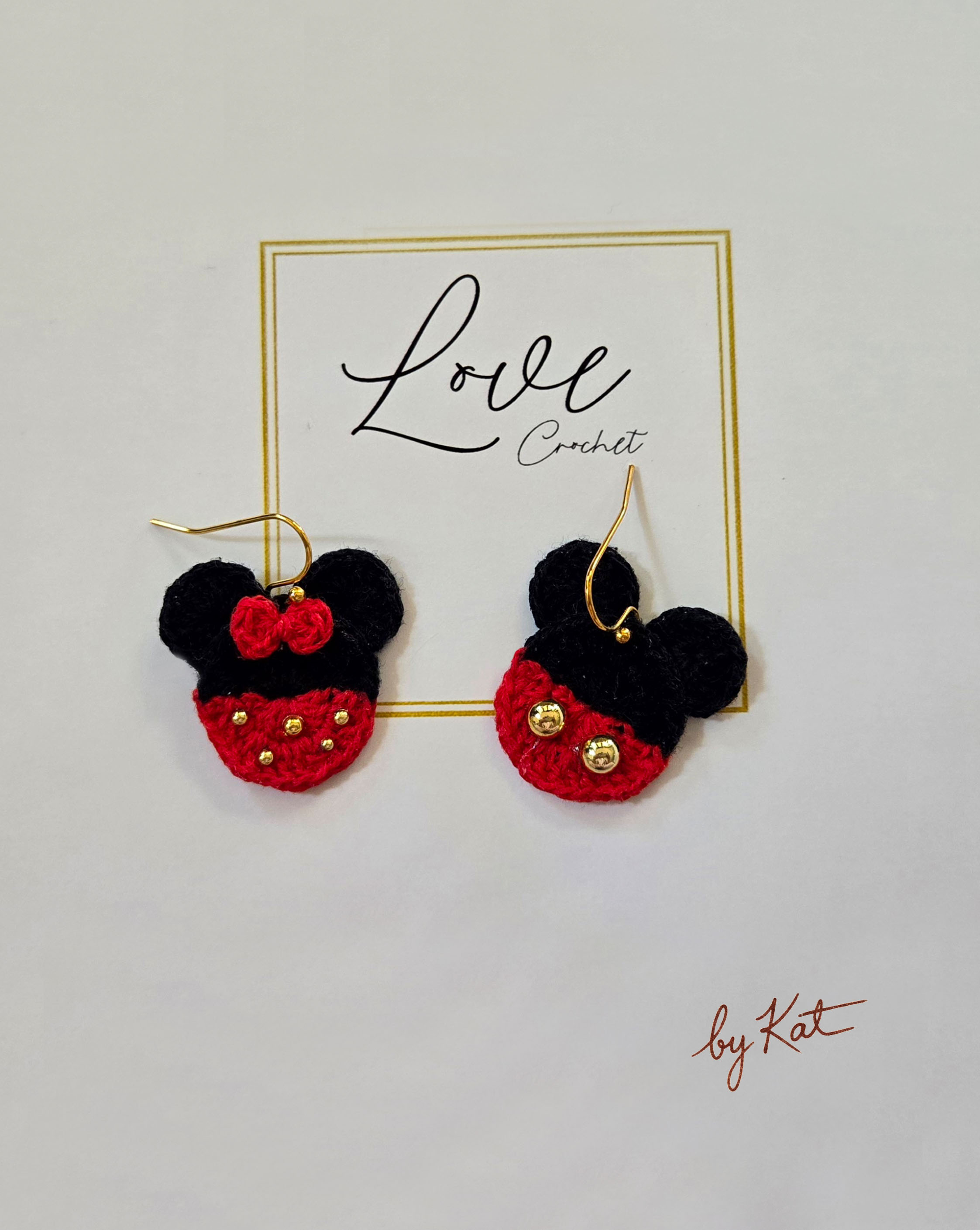Handmade Crochet Minnie Mouse Earrings