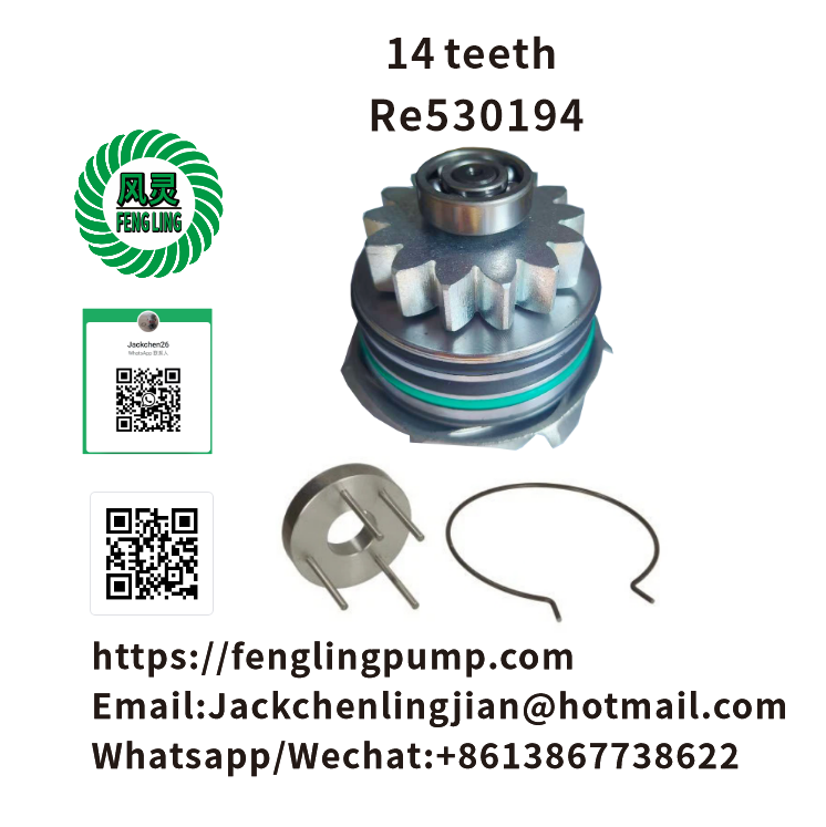 RE530194 RE523828 SE51228 Water Pump Kit Fits John Deere 8130 8225R 8230 8230T 8235R 14Teeth
