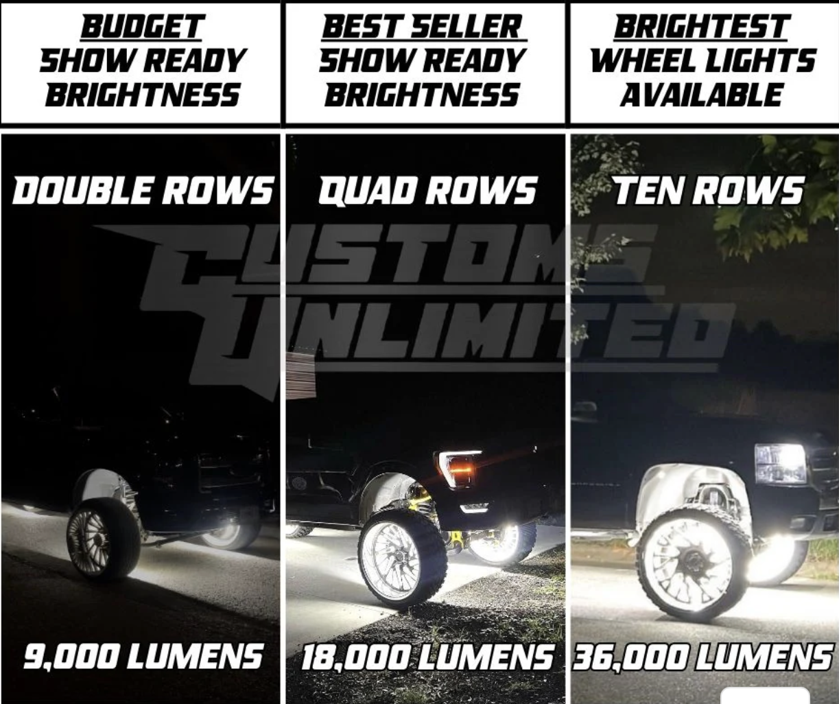 DOUBLE ROW PURE WHITE WHEEL LIGHTS