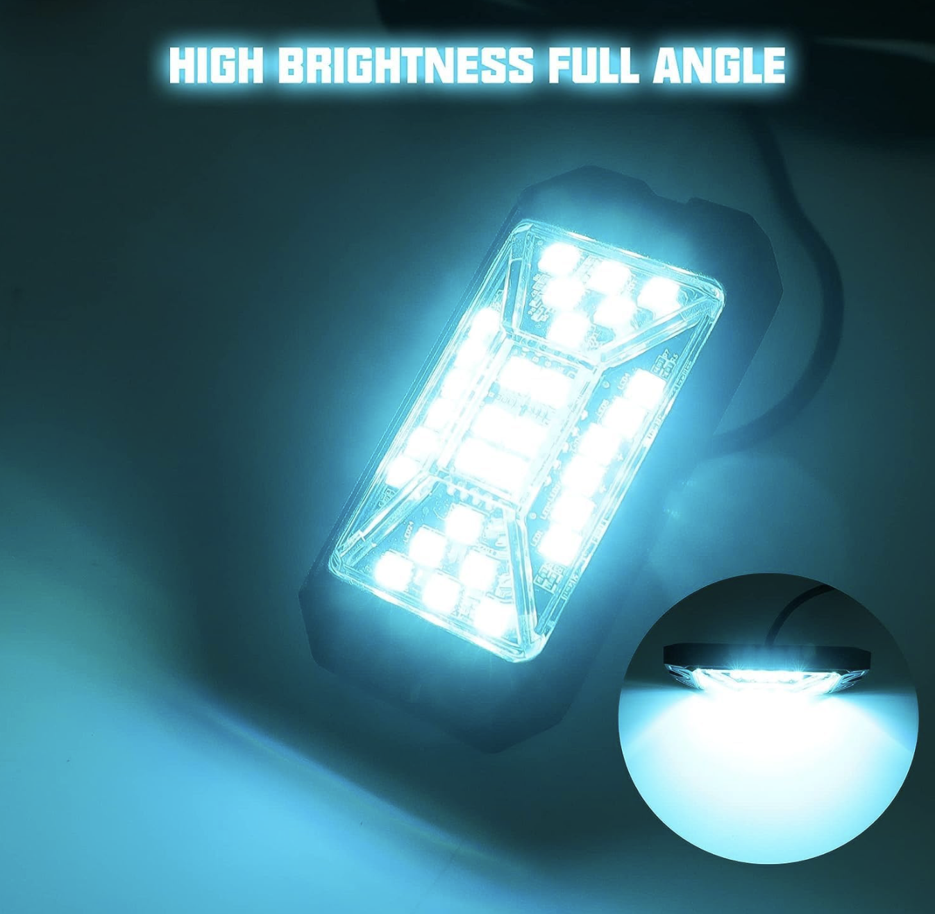 RGBW Rock Lights – Full Beam Angle, 30 High Power Chips, Aluminum Housing, Mounting Pads Included, IP67 Waterproof