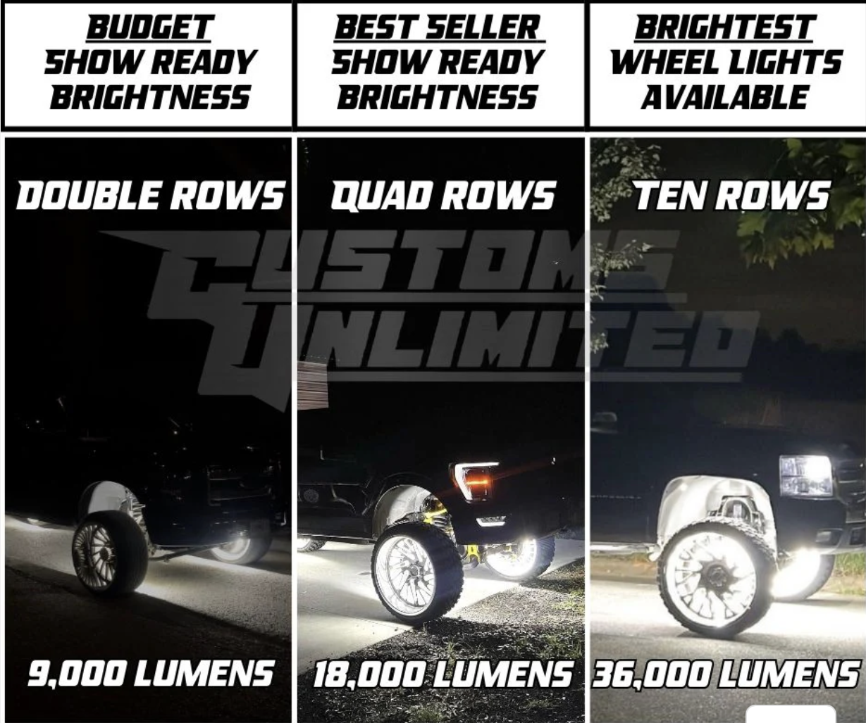 10 ROW ULTRA HIGH INTENSITY WHEEL LIGHTS WITH HEAVY DUTY BRACKETS