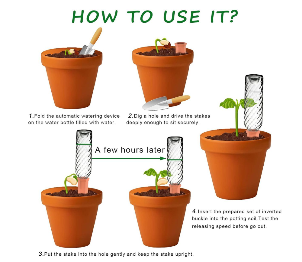 6-Stuk Terracotta Plant Water Spykers – Selfwater Stelsel vir Vakansies