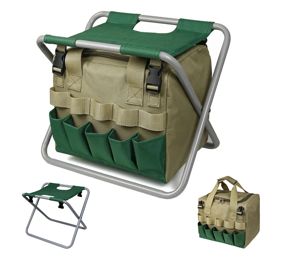 Tuin Opvou Stoel met Gereedskap Stoor Sak – Opvou Sitplek & Draagtas