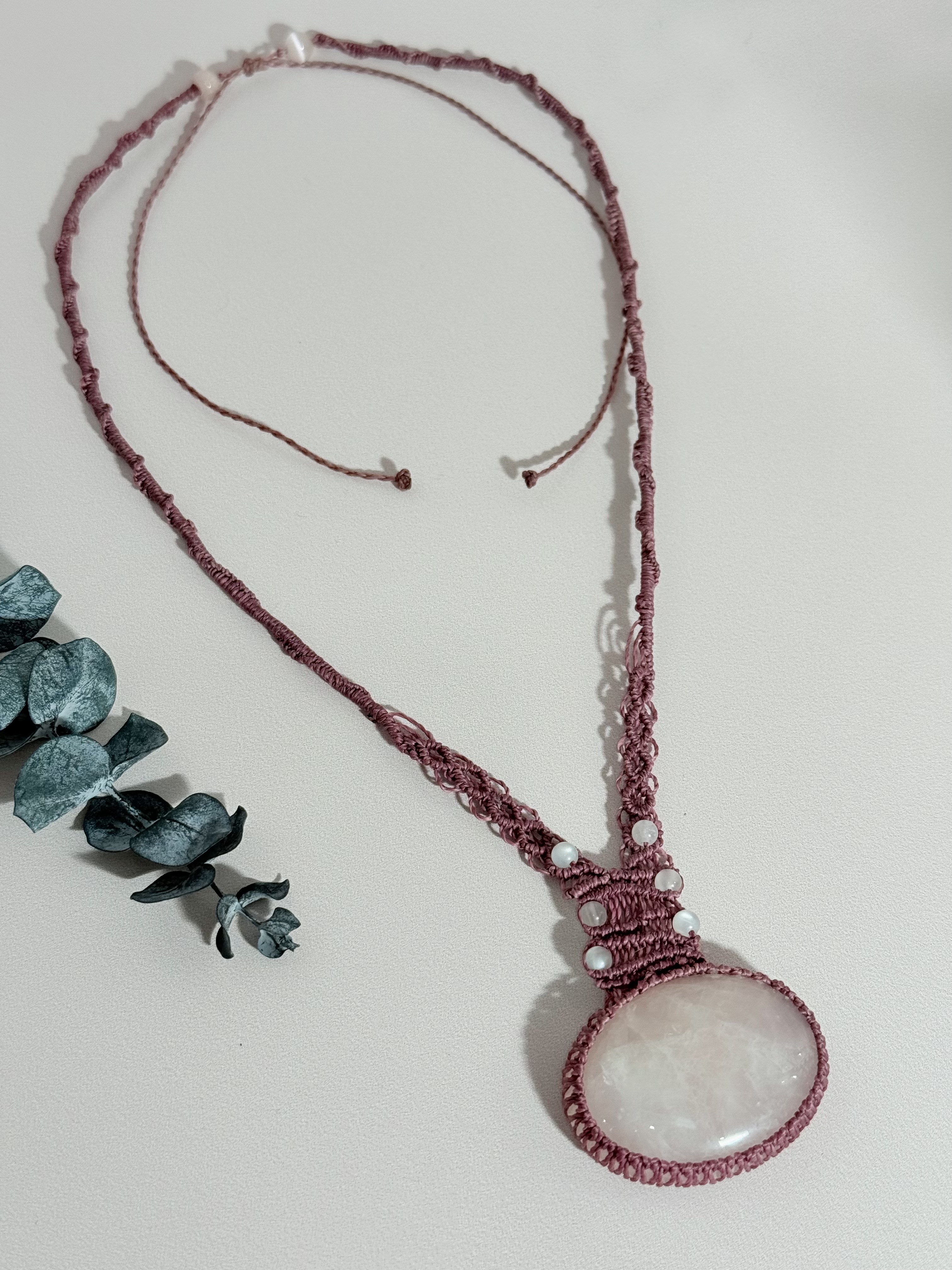 Collier en quartz rose