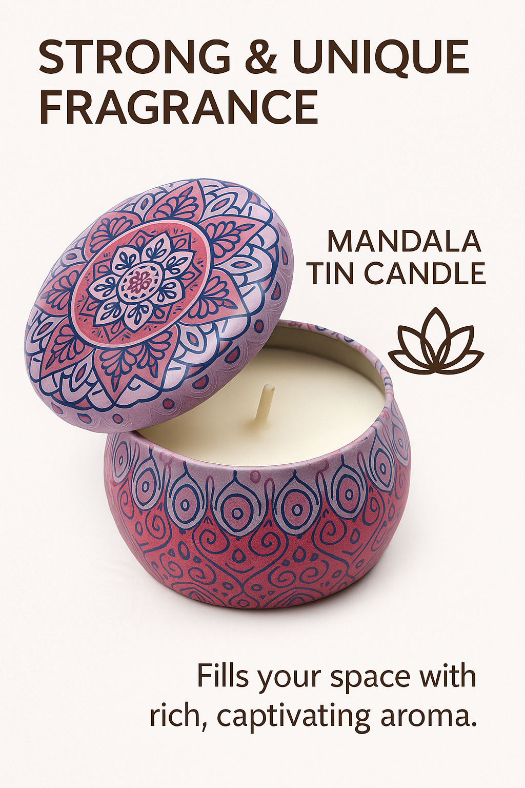 Hand-Painted Scented Mandala Tin Candles – Set of 4