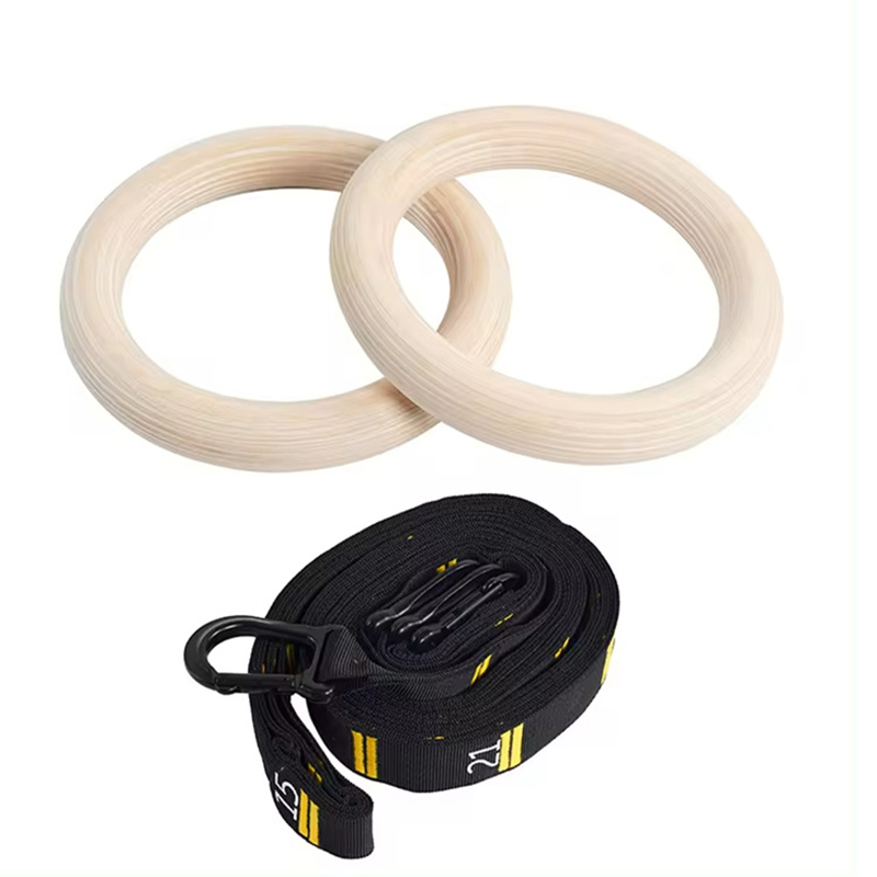 Wooden Gymnastics Rings with Adjustable Straps – Pull Up & Bodyweight Training Rings for Kids and Adults, Strength Training Equipment for Home Gym & Fitness