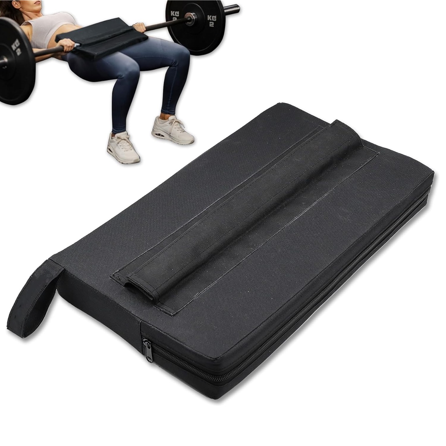 Square Hip Thrust Pad – Extra Thick Foam Barbell Pad with Non-Slip Hook & Loop Straps for Hip Thrusts, Glute Bridges & Weightlifting Workouts (Army Green/Black/Pink/Purple)