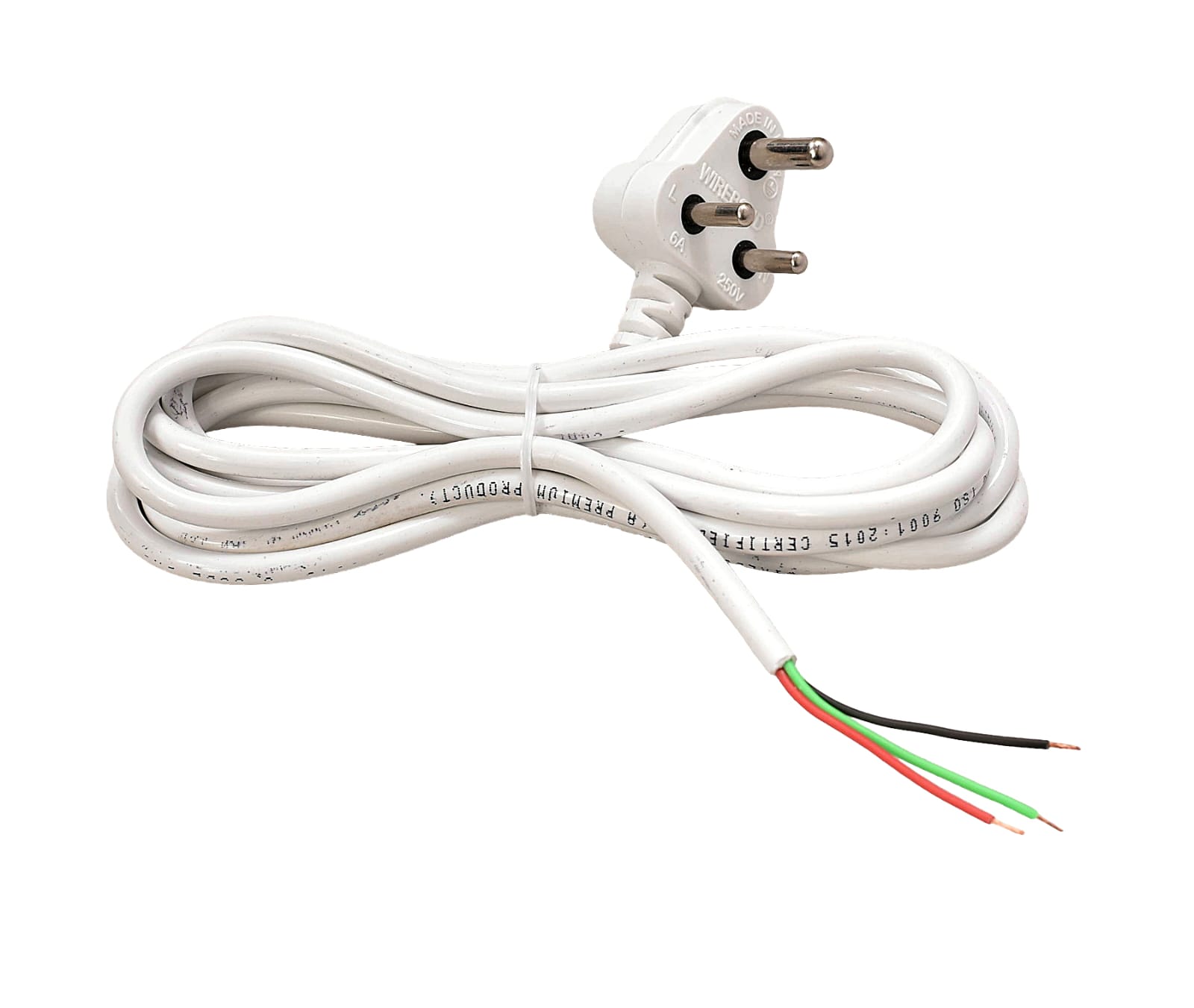 3-Core Round Power Cord – Open End, 1000W
