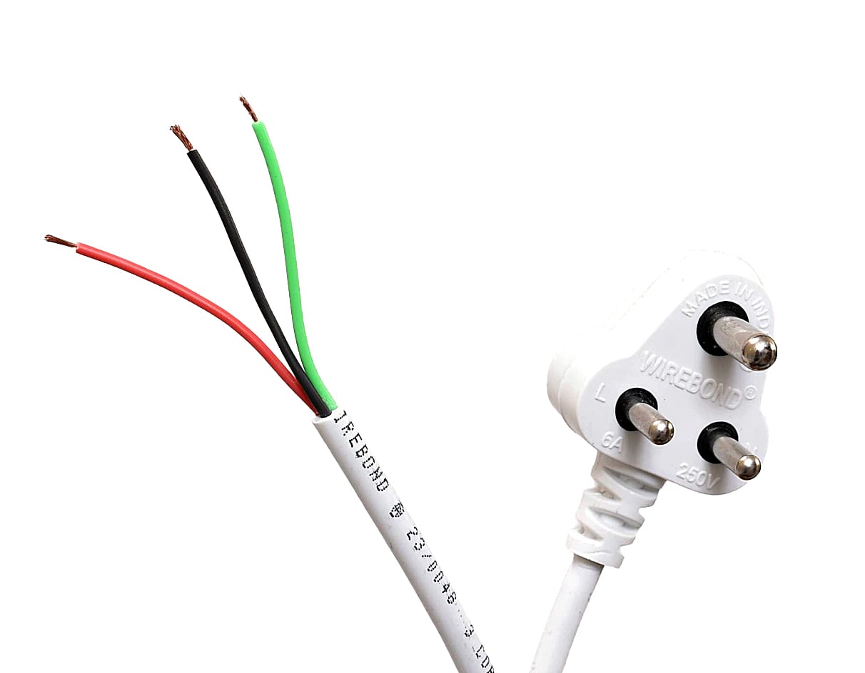 3-Core Round Power Cord – Open End, 1000W