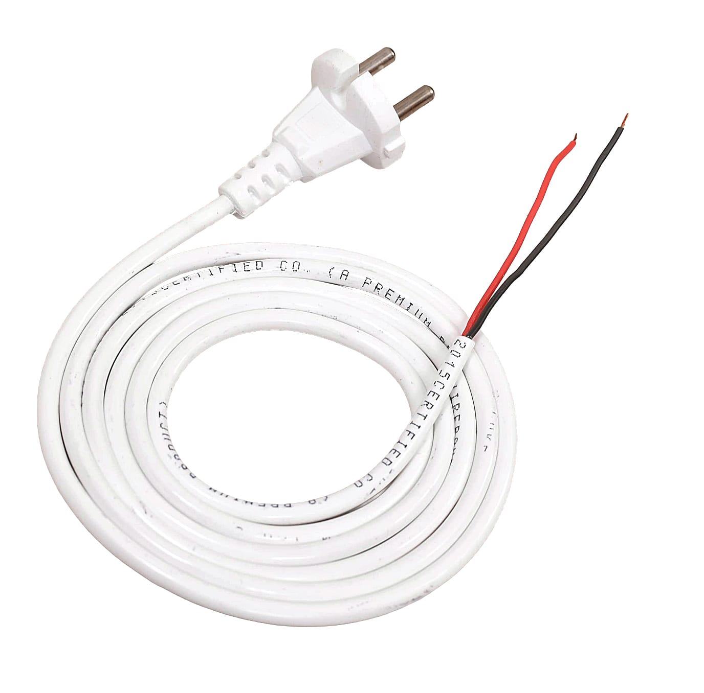 2-Core Round Power Cord – Open End, 1000W