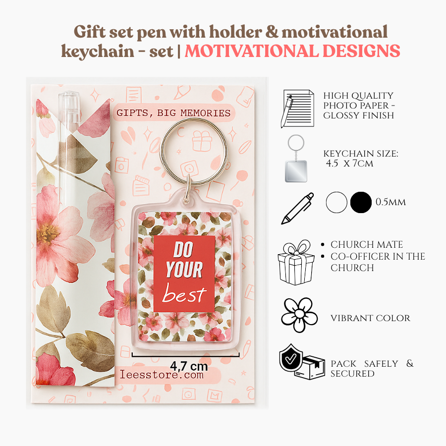 Motivational Acrylic Keychain with Pen Set