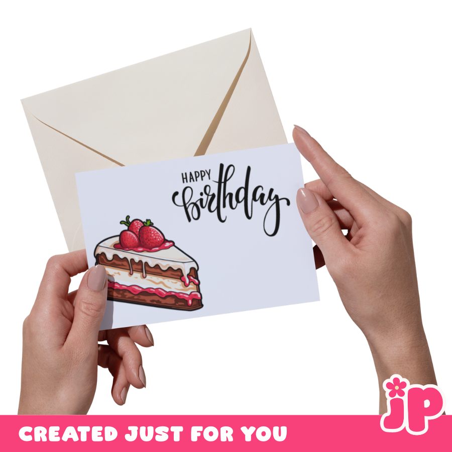 Birthday Greeting Card Flat with white envelope