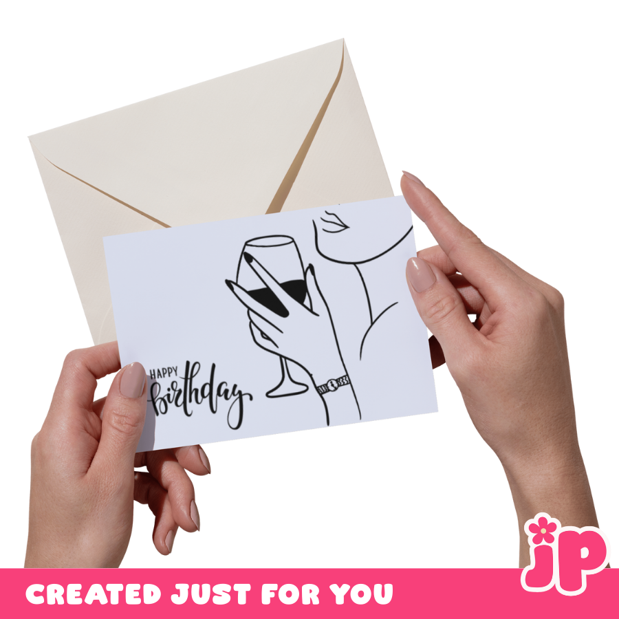 Birthday Greeting Card Flat with white envelope