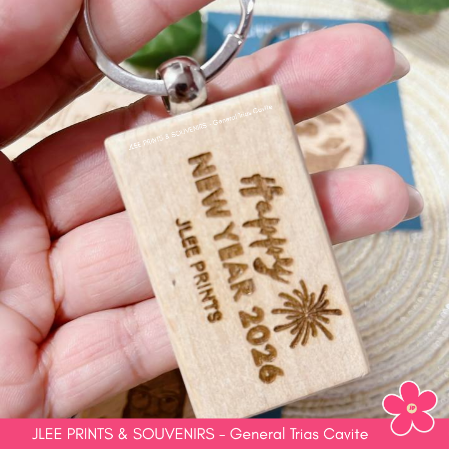 Personalized Customized Laser Engraved Photo on Wood Keychain Souvenir