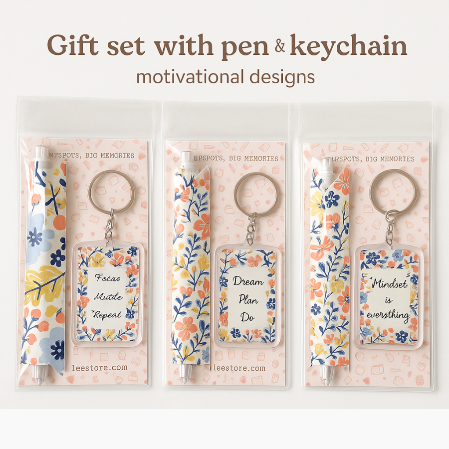 Motivational Acrylic Keychain with Pen Set