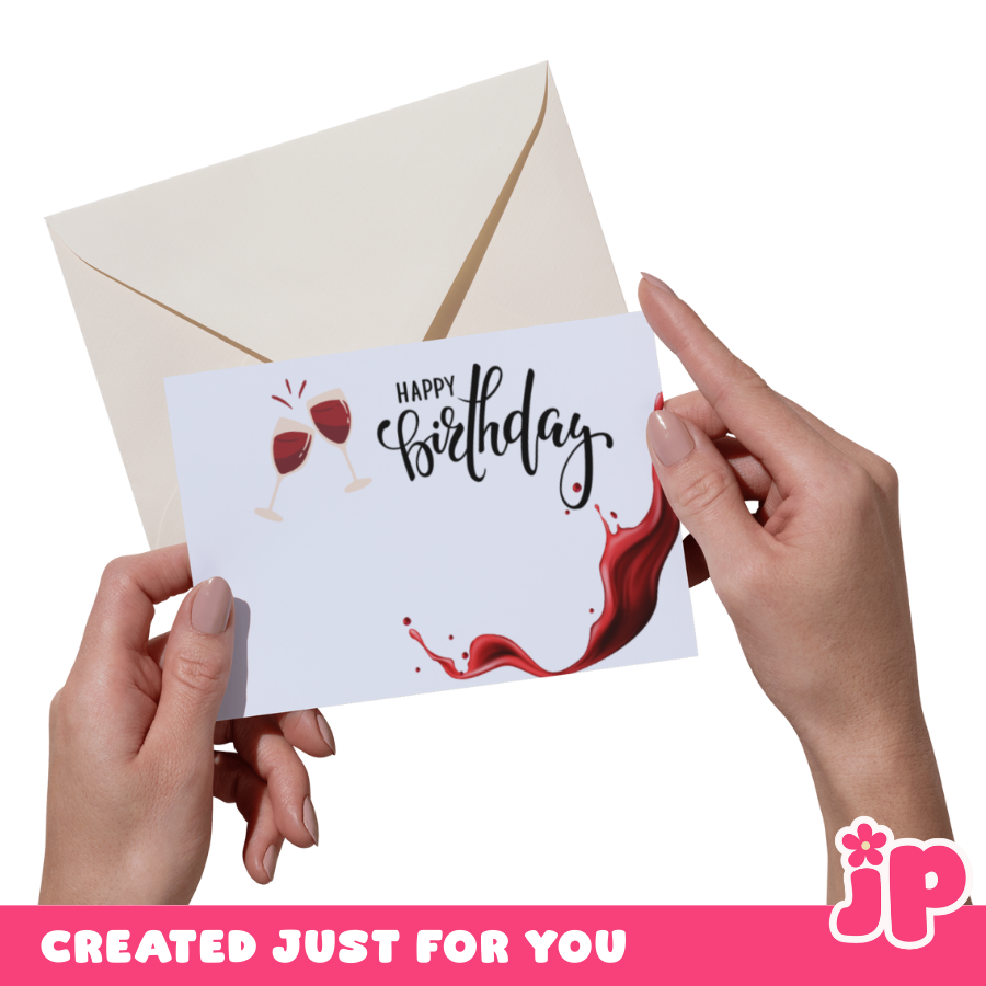 Birthday Greeting Card Flat with white envelope