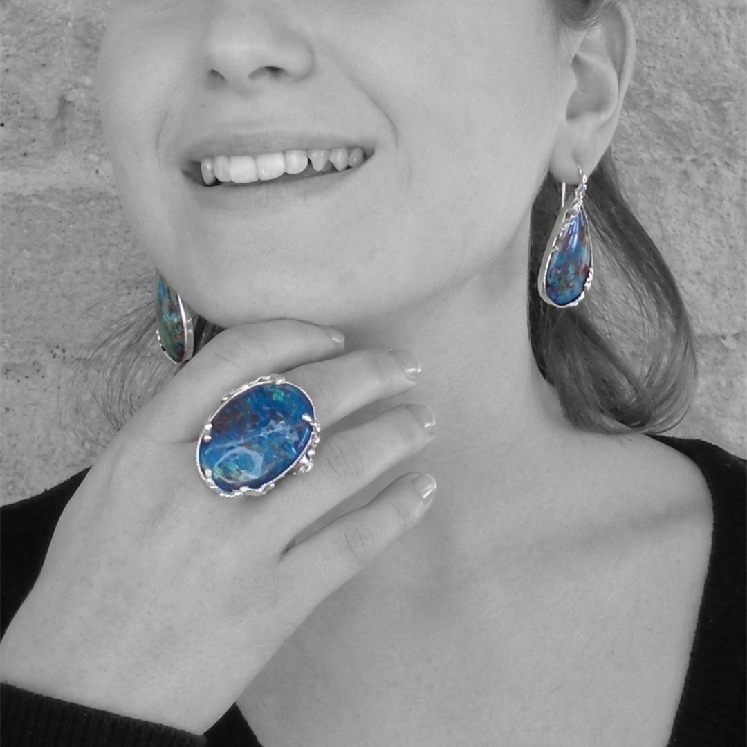 - OURANIA - Parure en azurite & argent