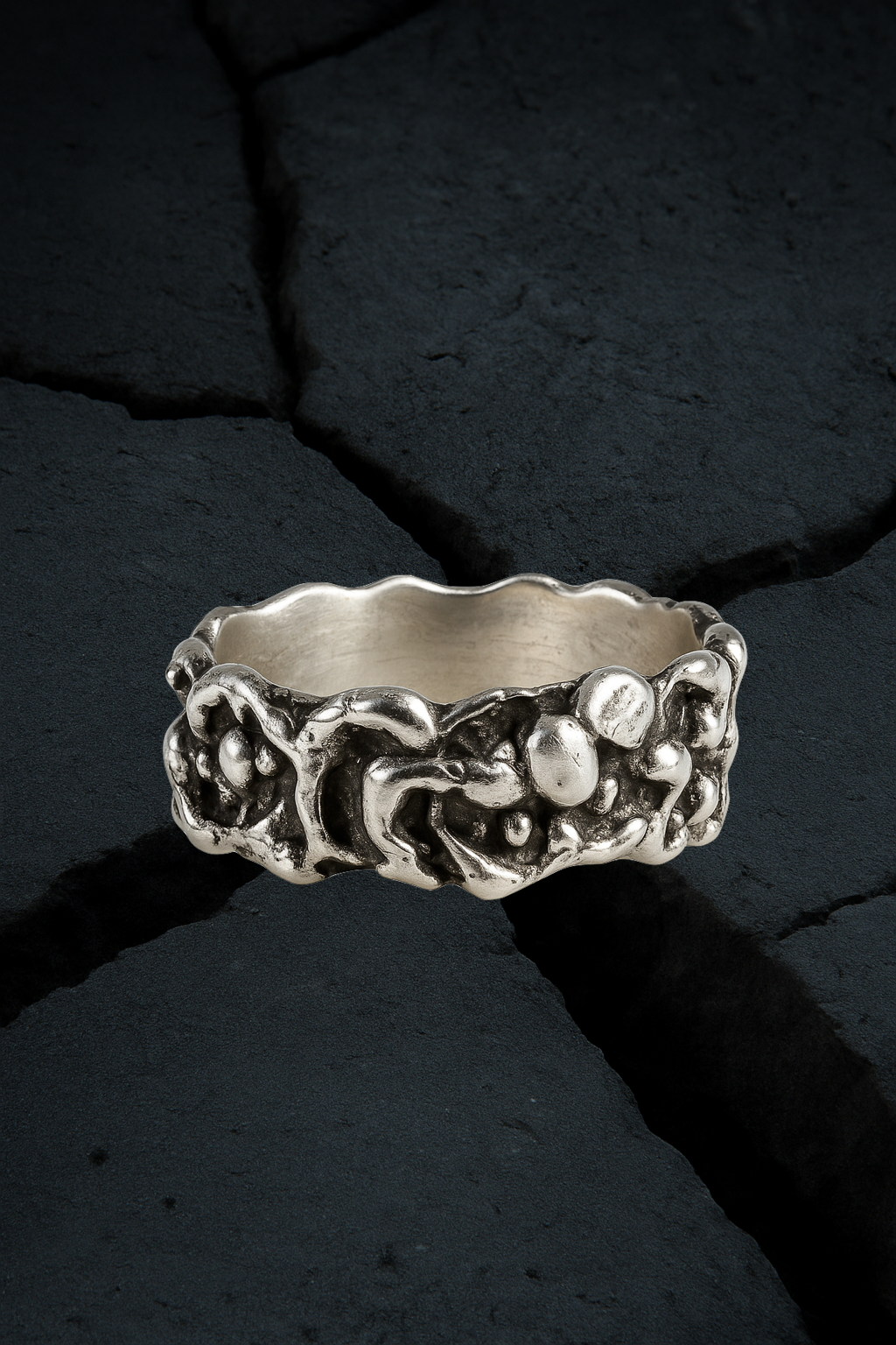 Bague en argent granité