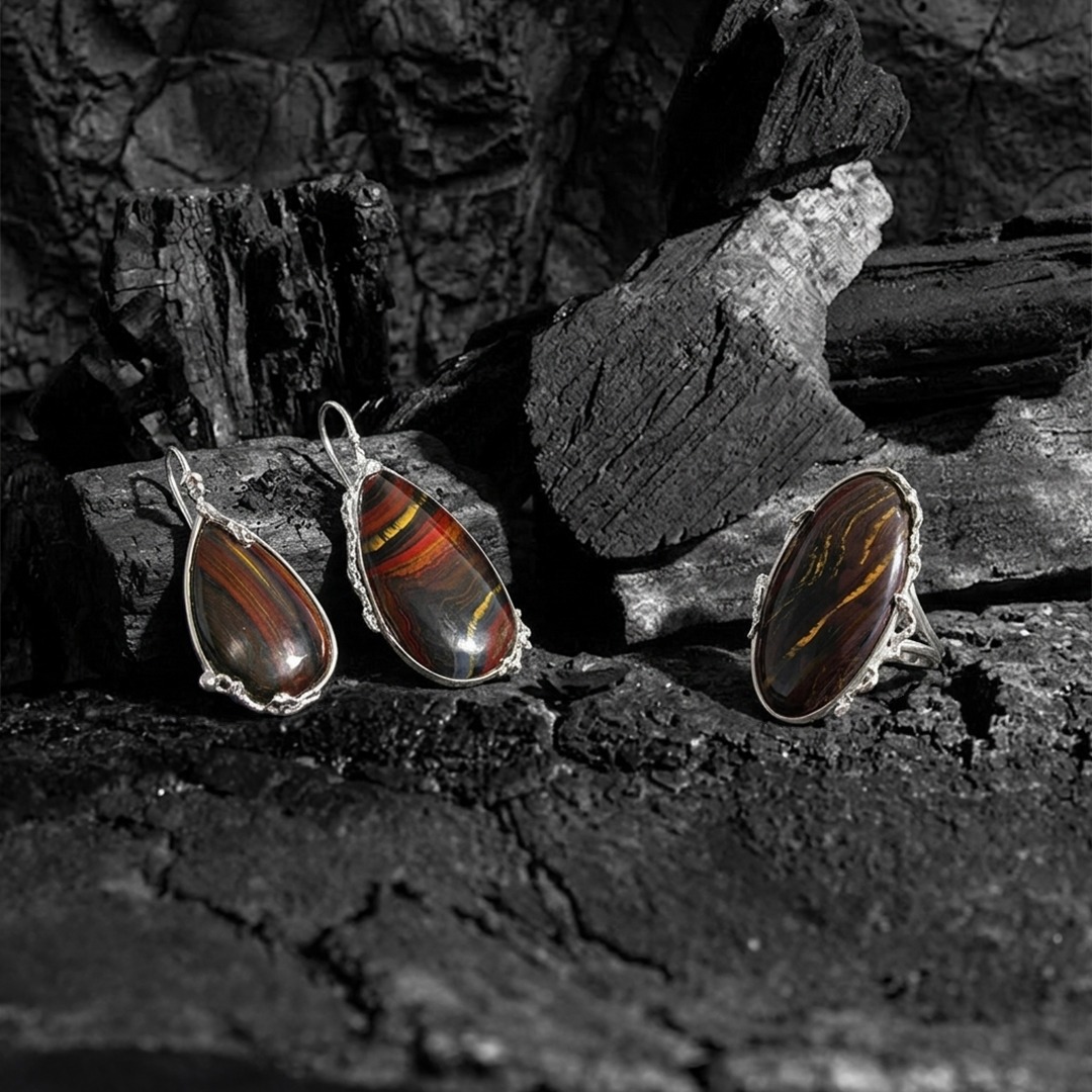 - SIDÉRION - Parure en œil de fer & argent