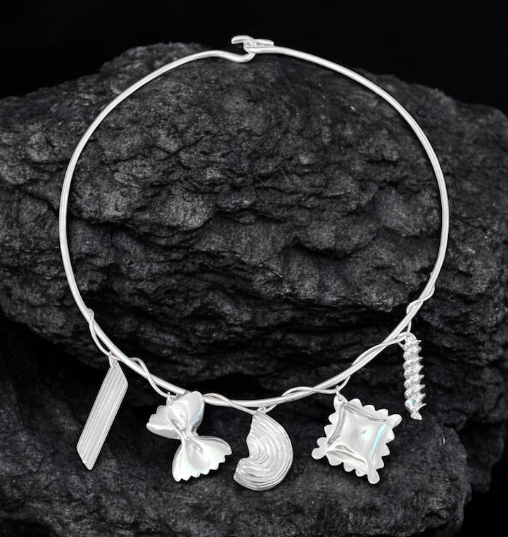 "Pastasciutta" Le Collier de Pâte en Argent