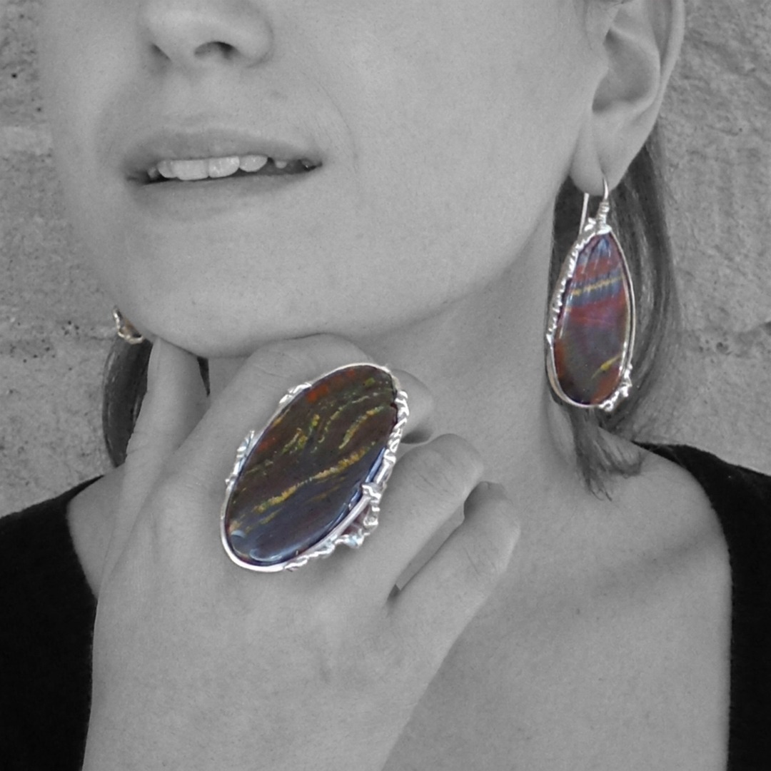 - SIDÉRION - Parure en œil de fer & argent