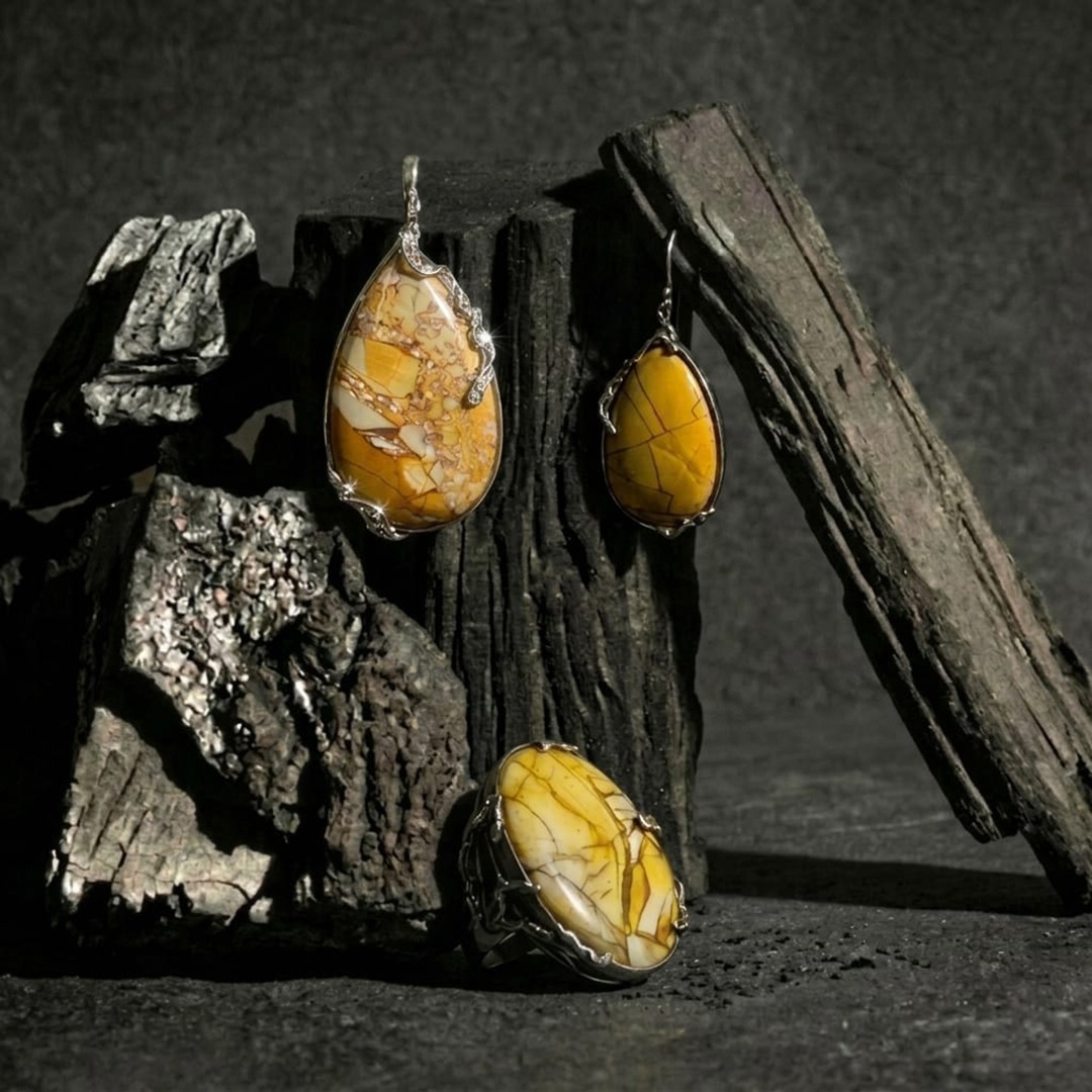 - CHRYSÉA - Parure en mookaïte & argent