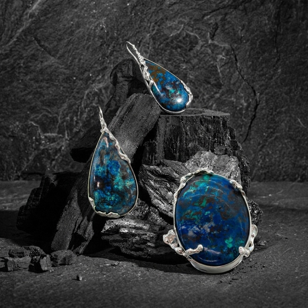 - OURANIA - Parure en azurite & argent