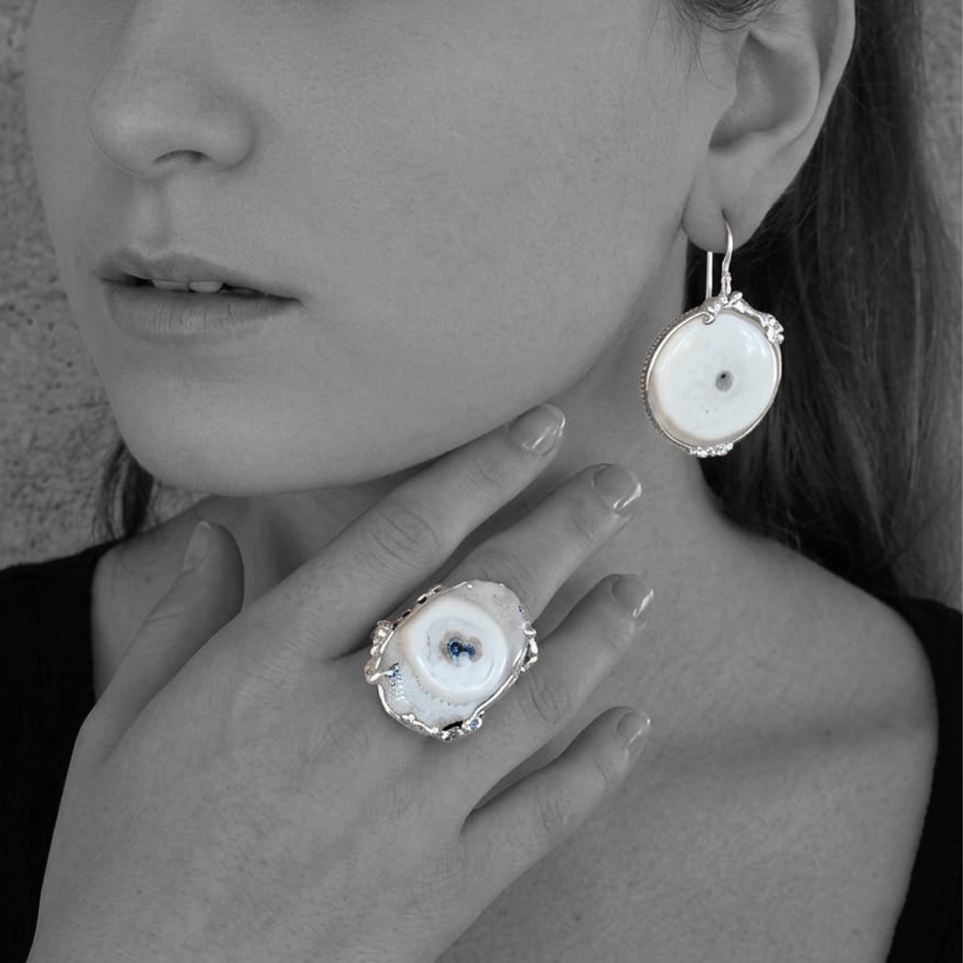 - HÉLIOS - Parure en quartz œil de soleil & argent