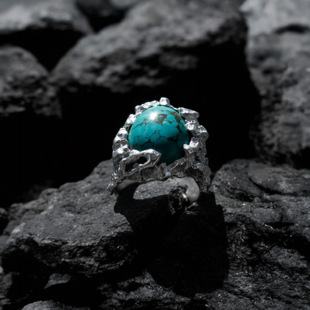 - THALASSA - Bague argent et turquoise cabochon ovale