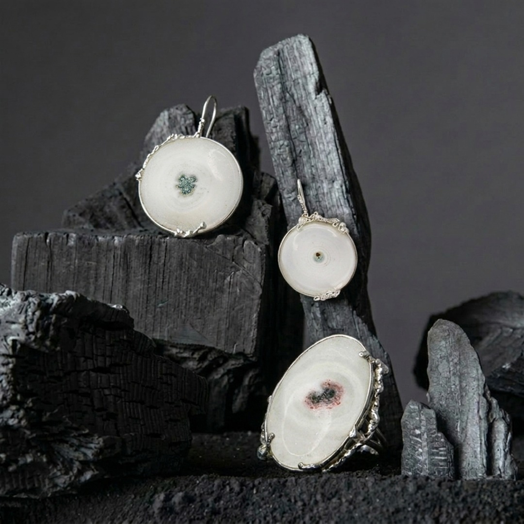 - HÉLIOS - Parure en quartz œil de soleil & argent