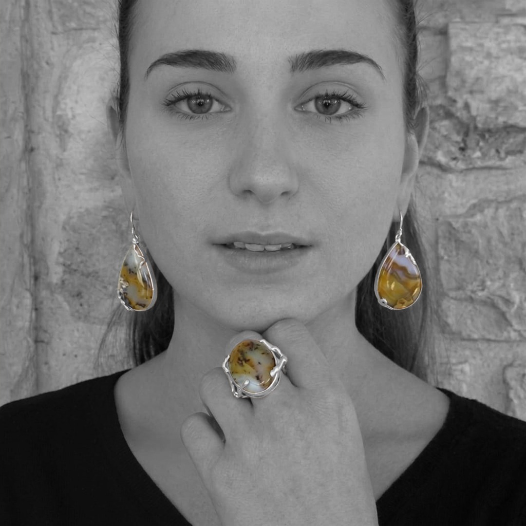 - PHYSIS - Parure en agate polka & argent