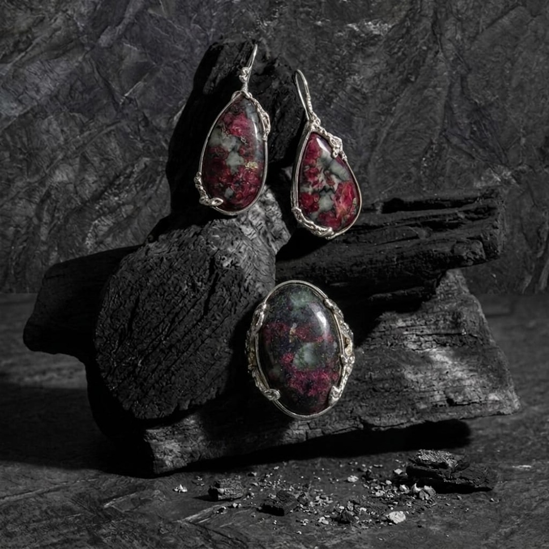 - BRÉSIA - Parure en jaspe Breschia & argent