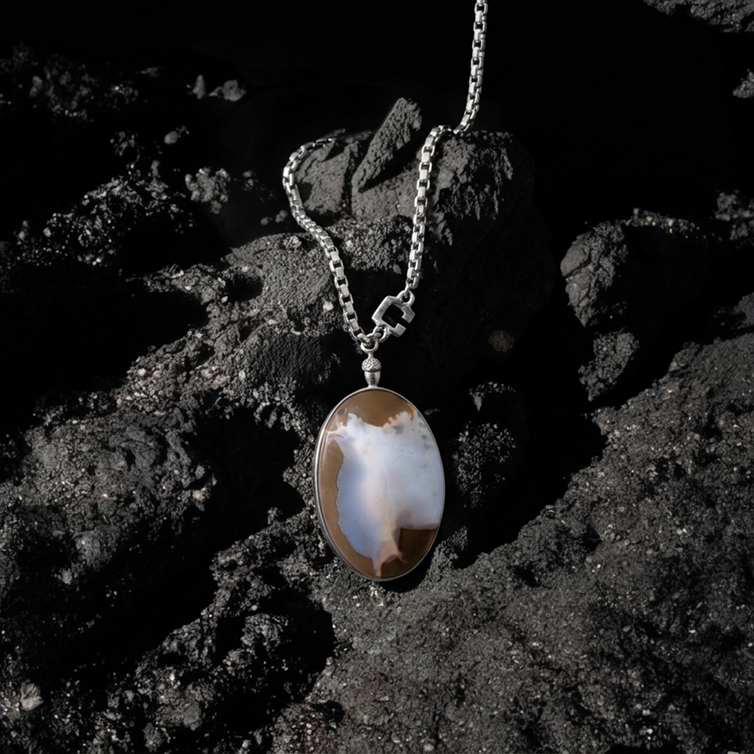 - BRONTIA - Porte-clé agate Priday Thunderegg & argent