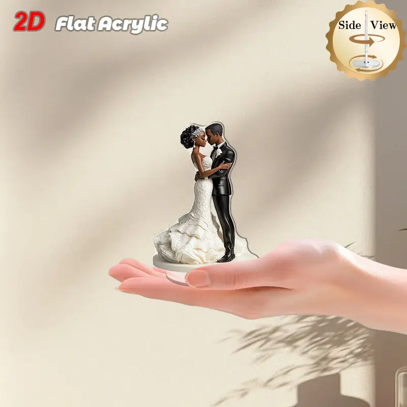 Bride & Groom Embrace Wedding Cake Topper