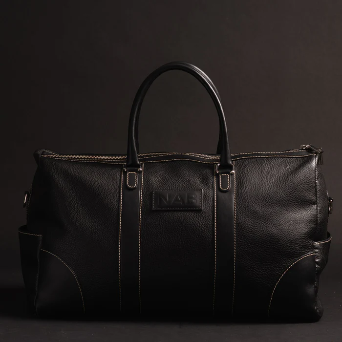 The Shield Duffle - Black Full-Grain Leather Duffle Bag