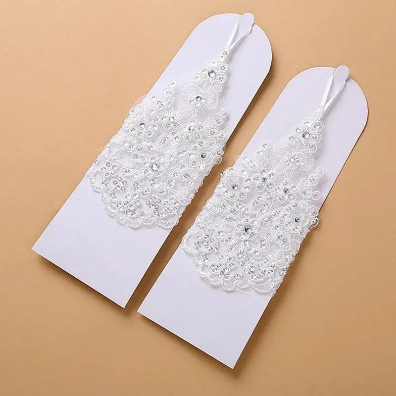 White Fingerless Wedding Gloves